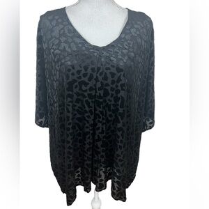 Buddy Love Women’s Top Size S/M Black Tank With Sheer Velour Velvet Overlay